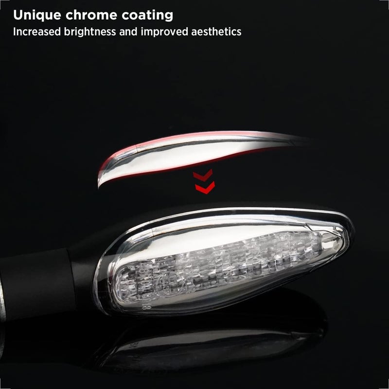evermotor 2Pcs 12V Led Motorcycle Turn Signals：Yellow Tail Sequential Lights Running Aluminium Alloy Front ebike Indicators with E-mark for Honda,Ktm,Kawasaki,Suzuki - Image 2